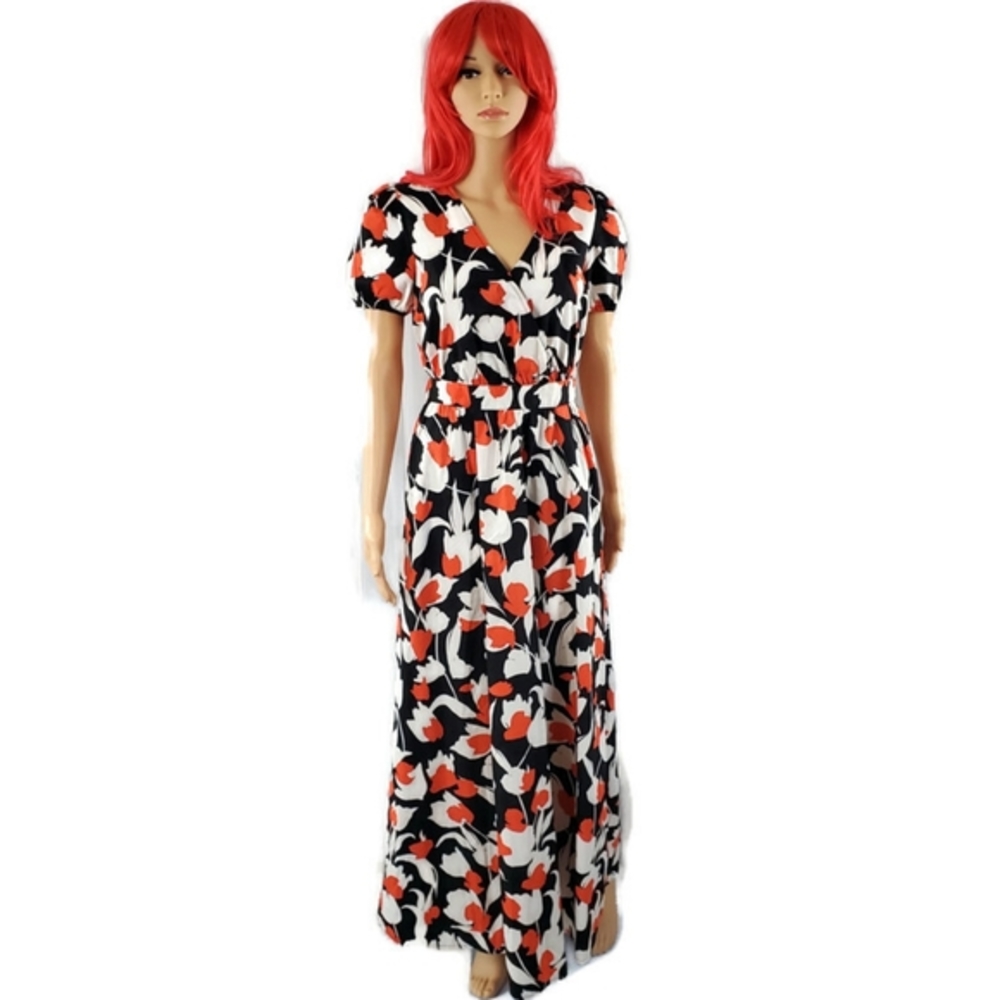 Who What Wear Spring Tulip Puff Sleeve Maxi Dress Womens Small